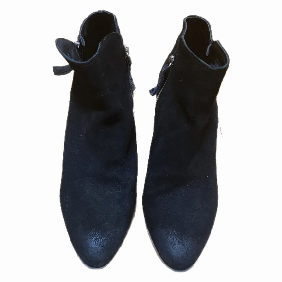 Frye Judy Black Suede Leather Booties Double Zipper - Picture 2 of 6